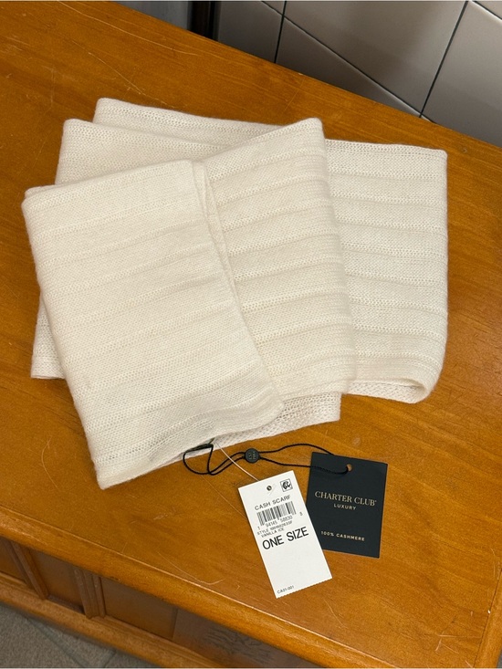 Charter Club Accessories - Charter Club Cream Cashmere Ribbed Scarf - NWT